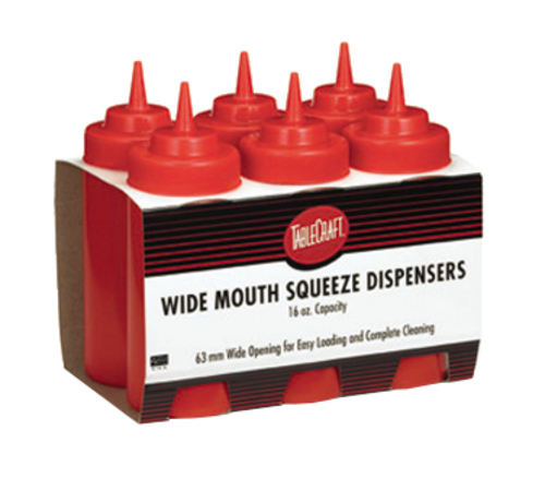 TableCraft Products C11663K 16 oz Widemouth Squeeze Bottle, Ketchup (6 per Pack)