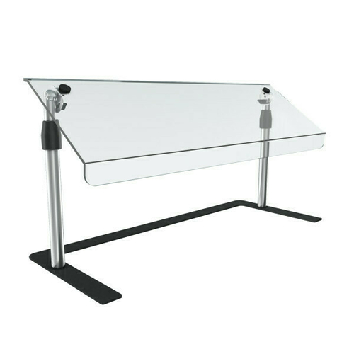 Vollrath MB36 36'' Mobile Countertop Breathguard, height adjustable curved acrylic panel