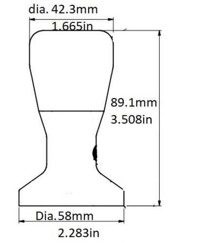 Stainless Equipment & Parts 5001615 Rattleware Angular Tamper, 58mm/3'', RW21310-58