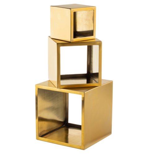 TableCraft Products 12707 Barclay Riser Set, 9'' x 9'' x 9'', square, stainless steel, gold finish