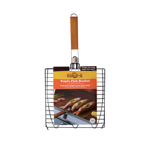 Chef Master  06623Y  Triple Fish Basket, 20-2/5''L x 11''W, non-stick, folding