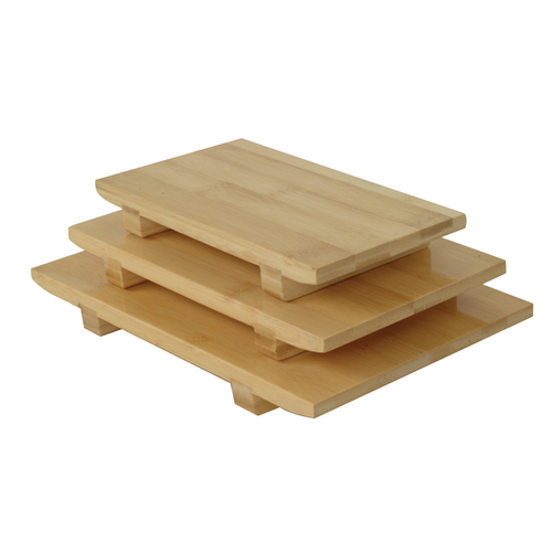 Thunder Group WSPB003 10 1/2'' x 7'' x 1 1/4'' BAMBOO SUSHI PLATE LARGE
