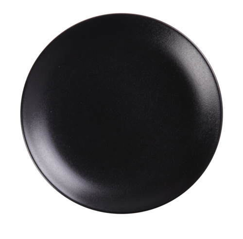 Yanco  NB-307  Noble Black Plate, 7'' dia., coupe, porcelain