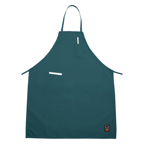 Winco BA-PGN Signature Chef Full Length Bib Apron w/Pocket, 33'' x 26'', Green