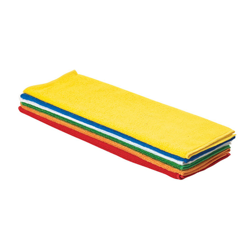 Winco BTM-16AC Microfiber Towel, 16'' x 16'', 6pcs/pk, Assorted Colors