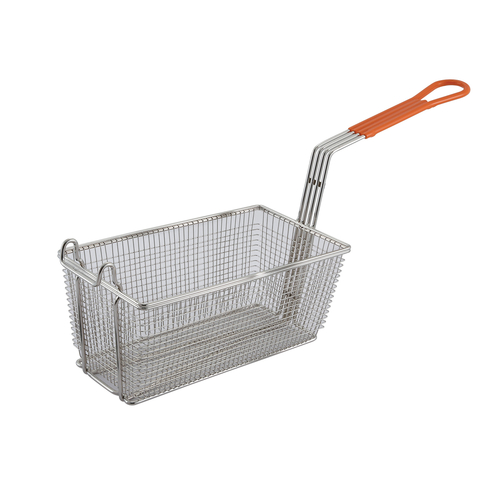 Winco FB-10 Fry Basket, 12-1/8'' x 6-1/2'' x 5-3/8'', 10'' Orange Hdl