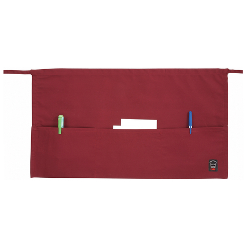 Winco WA-1221R Signature ChefWaist Apron, 21.75''L x 12.5''H, Burgundy