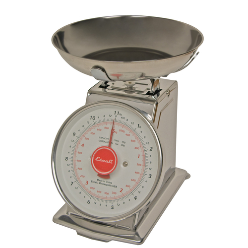 CFS Brands SCDLB11 Escali Dial Scale, 11 lb. x 1 oz./ 5 kg x 20 g, stainless steel bowl