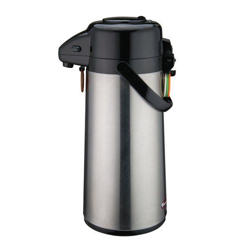 Winco AP-522 2.2L Glass Lined Airpot w/Push Button Top, S/S Body