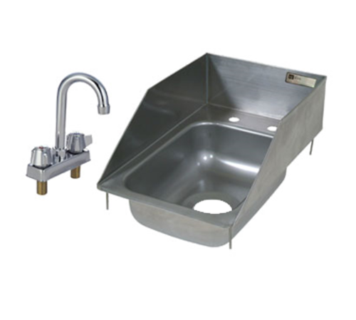 John Boos PB-DISINK101405-P-SSLR-X Drop-In Hand Sink with side splashes, 12-3/8''W x 18-1/2''D OA, 10'' x 14'' bowl, includes deck faucet