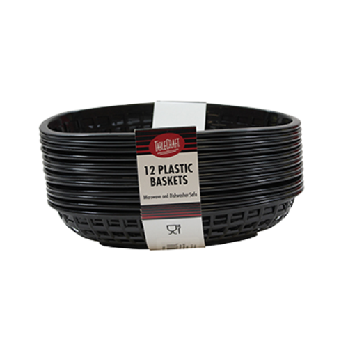 TableCraft Products C1074BK Classic Oval Basket, Black, 9.375 x 6 x 1.875'' (12 per Pack)