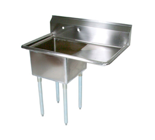 John Boos E1S8-18-12R18-X 1-compartment, 38-1/2''W x 23-1/5''D overall size, 18''W x 18'' front-to-back bowl, 18'' right drainboard, 18/300 stainless