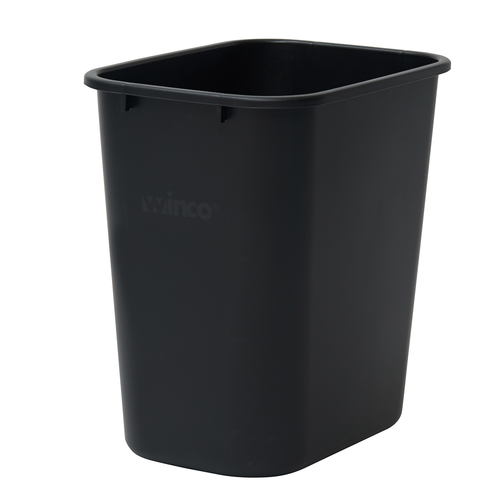 Winco PWR-28K Wastebasket, 28 Qt, 14-5/8''W x 10-1/4''D x 15''H, Rectangular, LDPE, Black