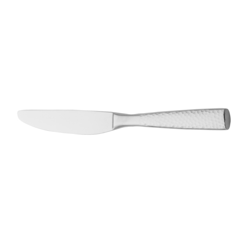 Steelite WL4845 Dinner Knife, 8-7/16'', one piece, solid handle, heavy weight, 420 stainless steel, hammered finish, Walco, Alps