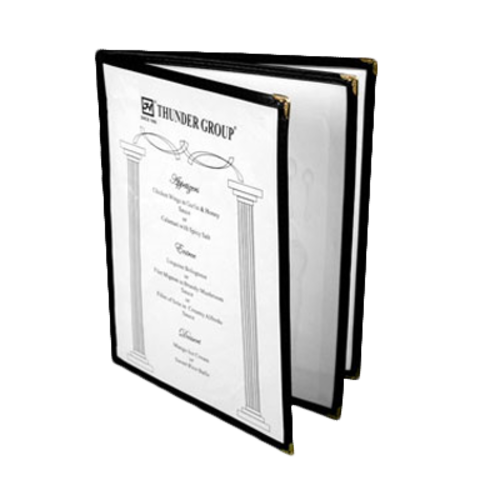Thunder Group  PLMENU-L3BL  3 PAGE BOOK FOLD MENU COVER, 8 1/2'' X 11'', BLACK