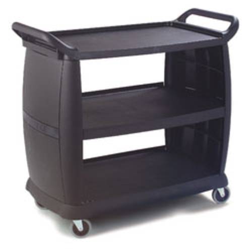 CFS Brands  CC224303  Bus Cart, 42''L x 23''W, (3) shelves, open sides/enclosed ends, polypropylene, black