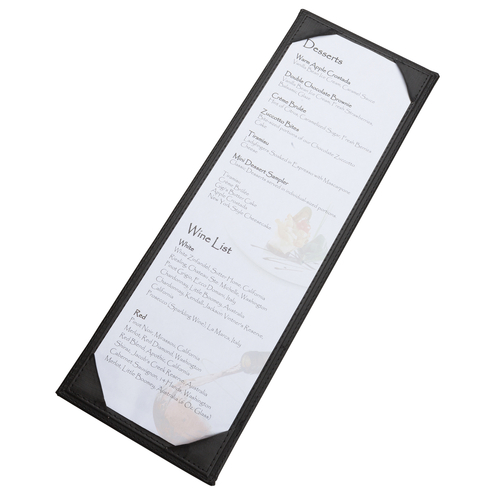 Winco  LMS-414BK  Single View Menu Cover for 4-1/2 x 14'', Bar Size, Black