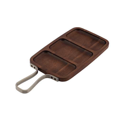 Browne USA Foodservice  571507  Serving Board Sectioned 12x7'' / 30.5.x18cm Acacia Wood w/SS Handle
