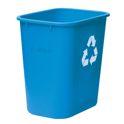 Winco  PWR-28L  Wastebasket, 28 Qt, 14-5/8''W x 10-1/4''D x 15''H, Rectangular, LDPE, Blue, RECYCLE