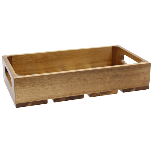 TableCraft Products  CRATE14  1:4 Gastro Serving & Display Crate, Acacia Wood, 10.37 x 6.43 x 2.7''