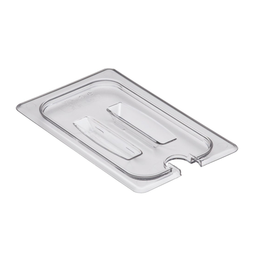 Cambro  40CWCHN135  Camwear Food Pan Cover, 1/4 size, notched, with handle, polycarbonate, clear