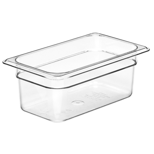 Cambro  44CW135  Camwear Food Pan, 2.7 qt., 4'' deep, 1/4 size, polycarbonate, clear