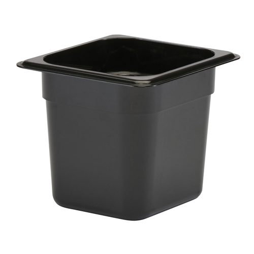 Cambro 66CW110 Camwear Food Pan, 2.4 qt., 6'' deep, 1/6 size, polycarbonate, black
