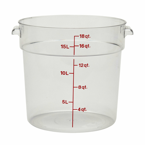 Cambro RFSCW18135 Camwear Storage Container, round, 18 qt., polycarbonate clear