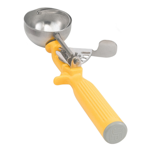Vollrath 47144 Disher, round bowl, size 20, 1-5/8 oz., 2'' bowl, yellow handle