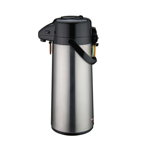 Winco AP-525 2.5L Glass Lined Airpot w/Push Button Top, S/S Body