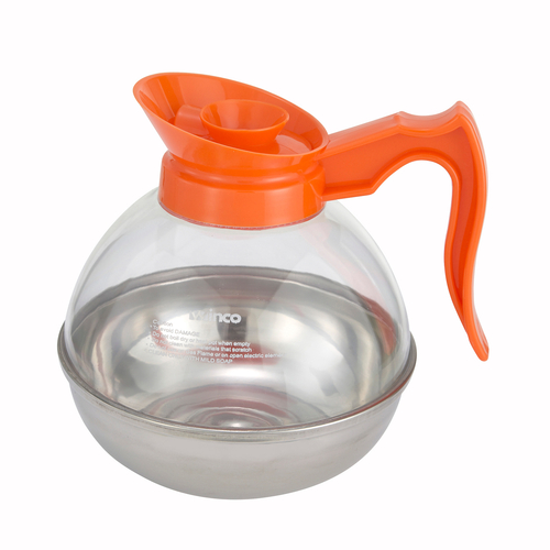 Winco  CD-64O  64oz Coffee Decanter, Orange, S/S Base