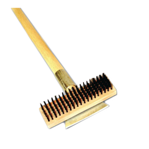 Thunder Group WDBS027H 27'' HEAVY DUTY WIRE BRUSH WITH SCRAPER & LONG WOOD HANDLE