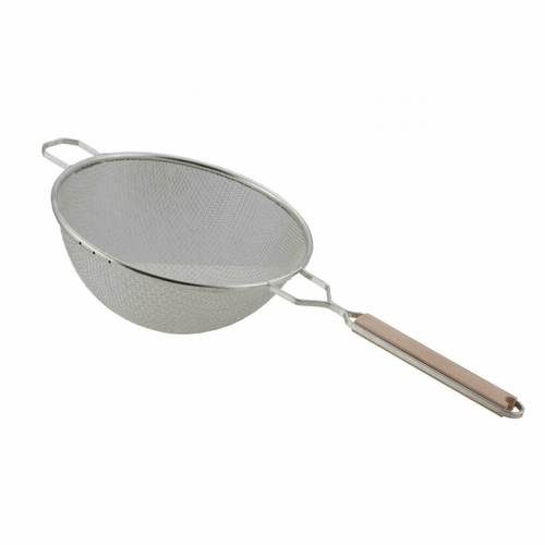 Libertyware WHSDM10 Strainer, 10'', stainless, medium double mesh, wood handle