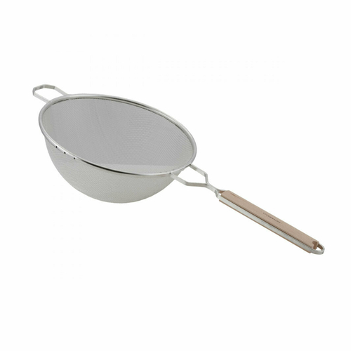Libertyware WHSSM10 Strainer, 10'', stainless steel, medium single mesh, wood handle