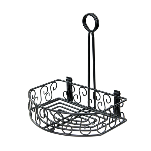 Winco  WBKH-6SB  Black Wire Condiment Caddy, Half-Round, 8-1/4'' x 6-1/4'' x 9''H
