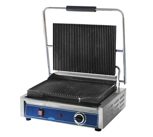 Globe GPG1410 Sandwich/Panini Grill, countertop, electric, cast iron grooved plates, 14'' x 10'' surface, 120v