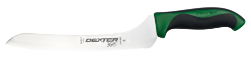 Dexter Russell  36008G  9'' scalloped offset slicer, green handle