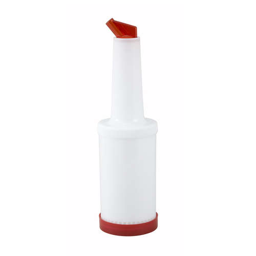 Winco  PPB-1R  1qt Liquor/Juice Pour Bottle, Red Spout & Lid