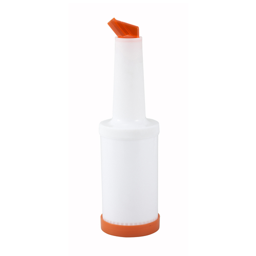 Winco  PPB-1O  1qt Liquor/Juice Pour Bottle, Orange Spout & Lid