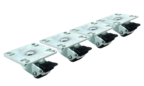 Krowne Metal 28-109S Plate Caster, ultra low profile, 1'' diameter, 3-1/2'' x 3-1/2'', raises equipment height 2''
