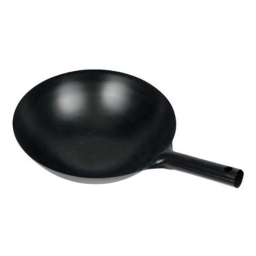 Winco  WOK-34  14'' Carbon Steel Wok, Integrated Hdl, Black