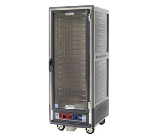 Metro  C539-HLFC-U-GY  C5 3 Series Heated Holding Cabinet, lower wattage, with Grey Insulation Armour, mobile, full height, clear polycarbonate door, universal wire slides, 120v