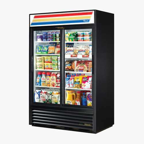 True Mfg. - General Foodservice  GDM-45-HC-LD  Two Section Sliding Glass Door Merchandiser, 51.13''W, Black, 115v