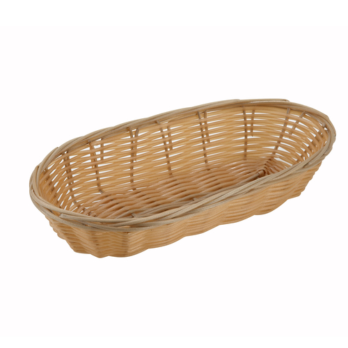 Winco  PWBN-9B  Poly Woven Baskets, Oval, 9'' x 4-1/4'' x 2'', Natural
