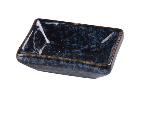 Yanco  BL-4030  Blue Star Sauce Dish, 1 oz., 3''L x 2-1/4''W, porcelain