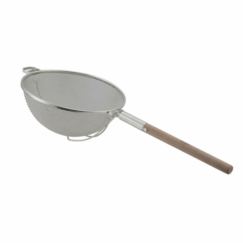 Libertyware  WHSHD14  Strainer, 14'', stainless steel, double medium mesh, heavy duty reinforced, wood handle