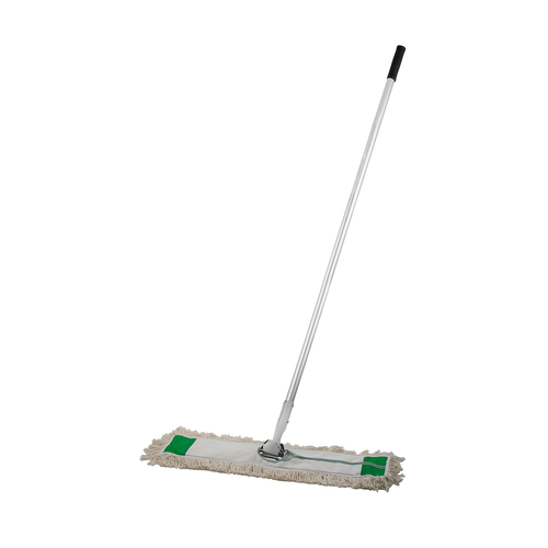 Winco  DM-24  Dust Mop Set, Cotton, White, 24'' x 5'', 60''L Handle