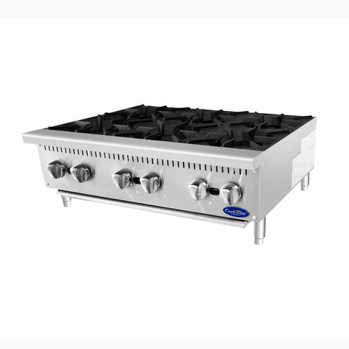 Atosa ACHP-6 Countertop 36'' Wide Hotplate, Natural Gas, Six Burners, 32k BTU per Burner - Image 2