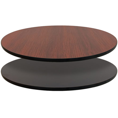 Oak Street MB30ROUND Reversible Table Top, round, 30'' dia., 1'' thick, melamine surface, mahogany/black