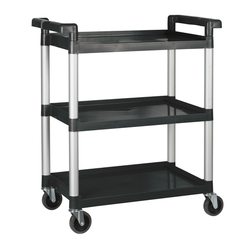 Winco  UC-2415K  Plastic Utility Cart, 32''L x 16-1/8''W x 36-3/4''H, 3 Tier, Black